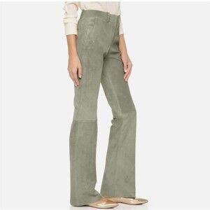 Theory Womens Pants 6 Sage Flare Suede Leather Ilayda